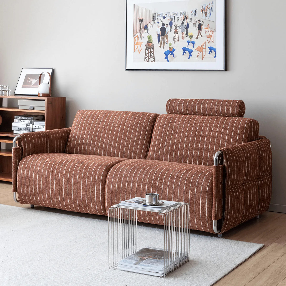 Warm Brown Textured Sofa Bed With Fold-Out Sleeper Function Main Product Image