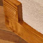 Warm Neutral Upholstered Bench Featuring Clean Lines and Wood Grain