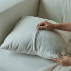 Warm White Linen Slipcover Sofa with Relaxed Skirted French Vintage Silhouette