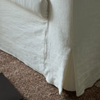 Warm White Linen Slipcover Sofa with Relaxed Skirted French Vintage Silhouette