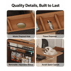 Warm Wood Cat Scratcher Side Table with Storage Caddy and Acrylic Pod