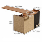 Warm Wood Cat Scratcher Side Table with Storage Caddy and Acrylic Pod Dimensions