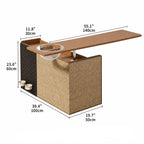 Warm Wood Cat Scratcher Side Table with Storage Caddy and Acrylic Pod Dimensions