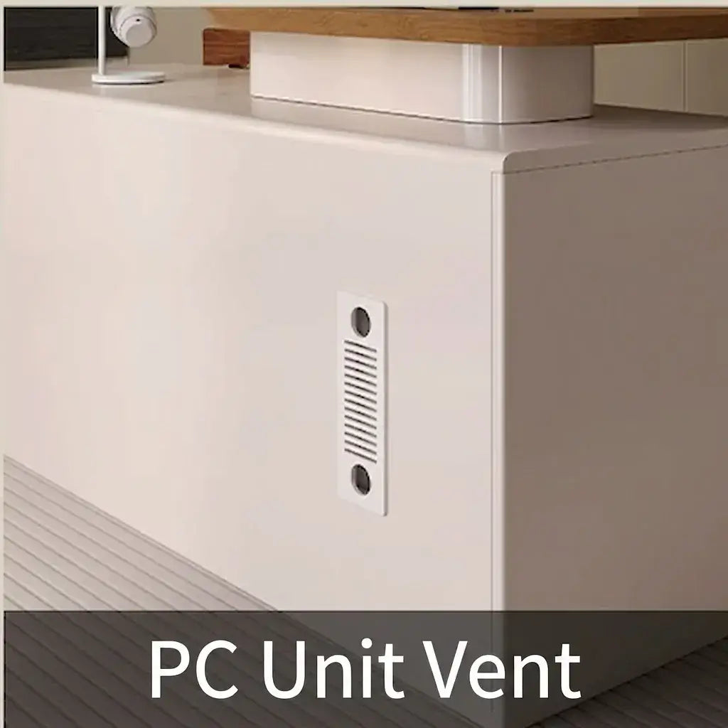 Warm Wood Executive Office Desk Set With Side Storage and Cable Management