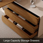 Warm Wood Executive Office Desk Set With Side Storage and Cable Management