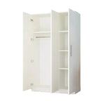 Warm Wood Grain Wardrobe Armoire With Shelves And Hanging Storage