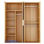 Warm Wood Grain Wardrobe Armoire With Shelves And Hanging Storage