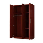 Warm Wood Grain Wardrobe Armoire With Shelves And Hanging Storage
