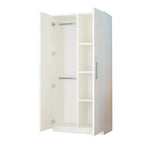 Warm Wood Grain Wardrobe Armoire With Shelves And Hanging Storage