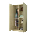 Warm Wood Grain Wardrobe Armoire With Shelves And Hanging Storage