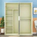 Warm Wood Grain Wardrobe Armoire With Shelves And Hanging Storage