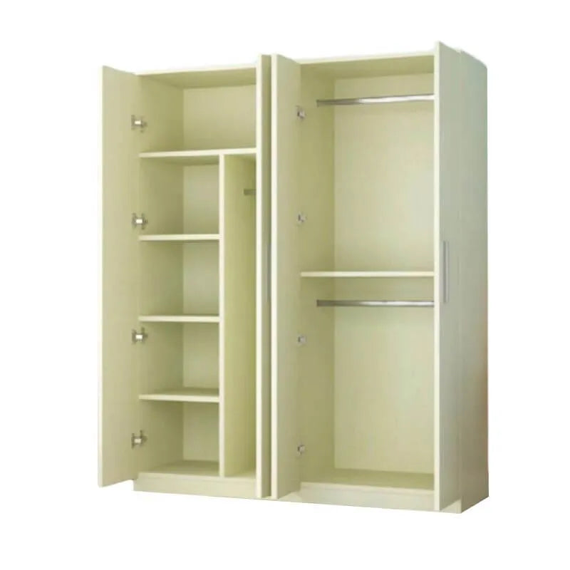 Warm Wood Grain Wardrobe Armoire With Shelves And Hanging Storage