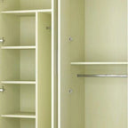 Warm Wood Grain Wardrobe Armoire With Shelves And Hanging Storage