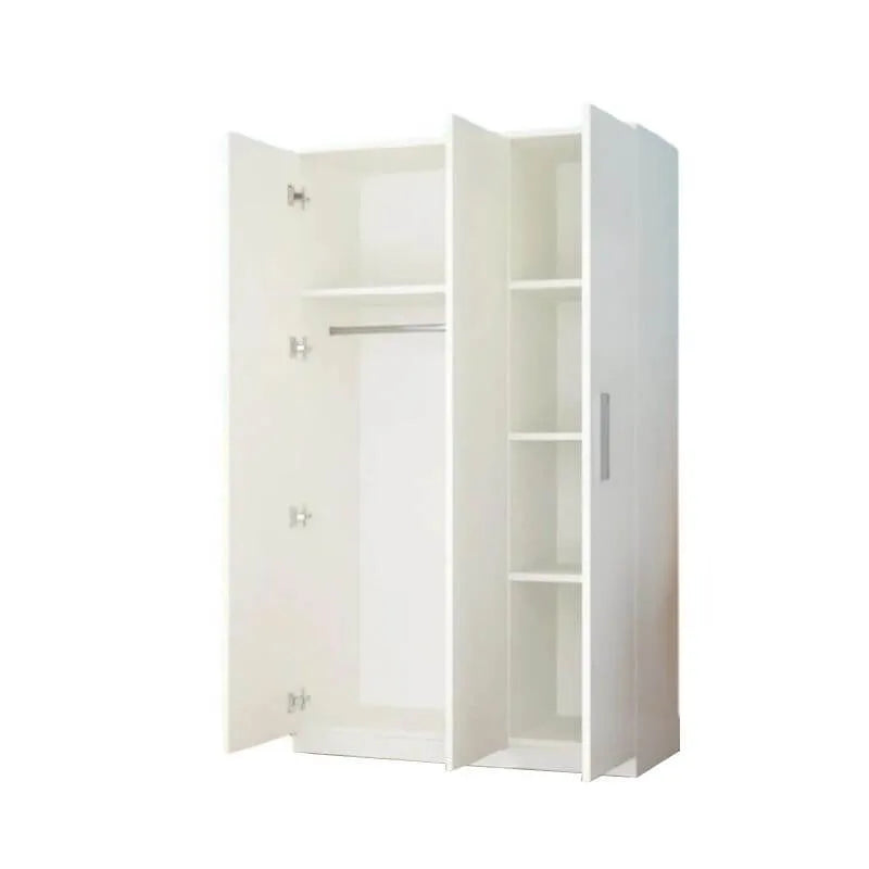Warm Wood Grain Wardrobe Armoire With Shelves And Hanging Storage