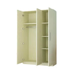 Warm Wood Grain Wardrobe Armoire With Shelves And Hanging Storage
