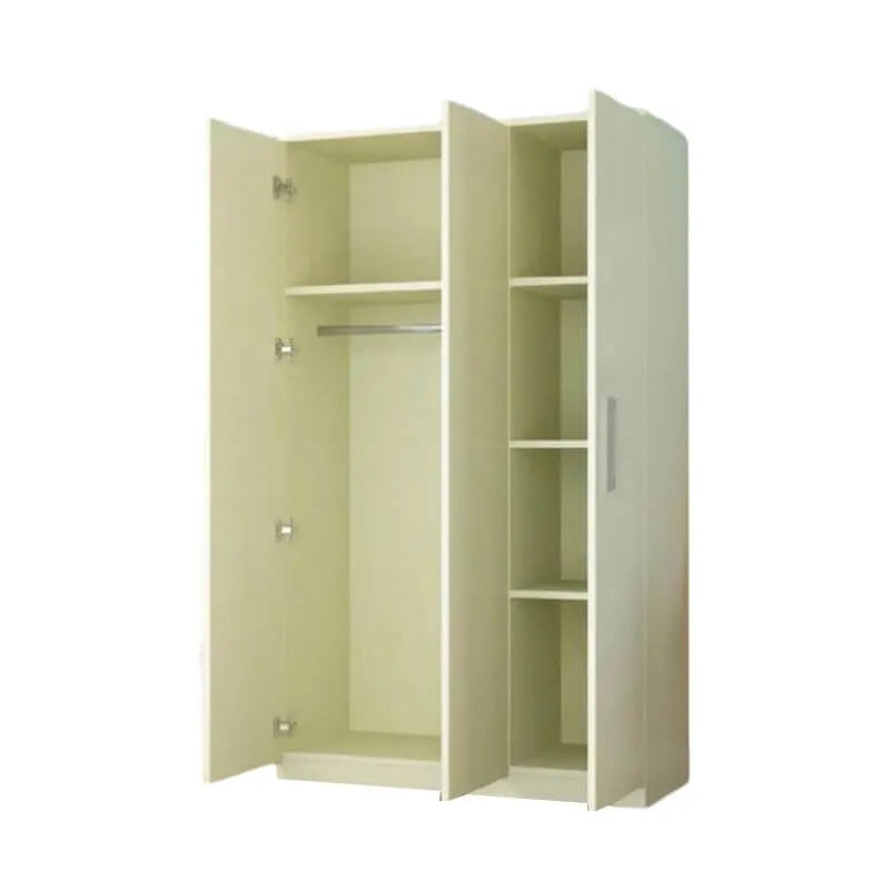 Warm Wood Grain Wardrobe Armoire With Shelves And Hanging Storage