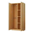 Warm Wood Grain Wardrobe Armoire With Shelves And Hanging Storage