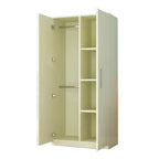 Warm Wood Grain Wardrobe Armoire With Shelves And Hanging Storage