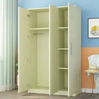 Warm Wood Grain Wardrobe Armoire With Shelves And Hanging Storage