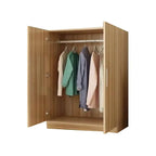 Warm Wood Grain Wardrobe Armoire With Shelves And Hanging Storage