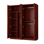 Warm Wood Grain Wardrobe Armoire With Shelves And Hanging Storage