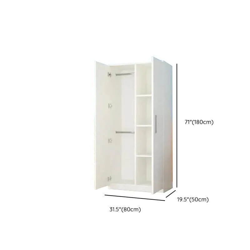 Warm Wood Grain Wardrobe Armoire With Shelves And Hanging Storage Dimensions