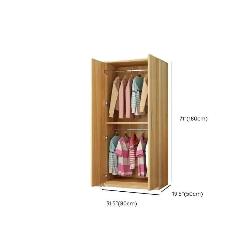Warm Wood Grain Wardrobe Armoire With Shelves And Hanging Storage Dimensions