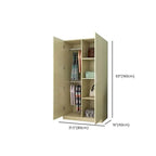Warm Wood Grain Wardrobe Armoire With Shelves And Hanging Storage Dimensions