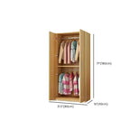 Warm Wood Grain Wardrobe Armoire With Shelves And Hanging Storage Dimensions
