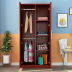 Warm Wood Grain Wardrobe Armoire With Shelves And Hanging Storage Main Product Image