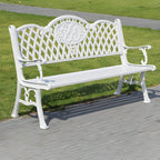 Waterproof Outdoor Bench in Copper or White with Baroque Back Detail