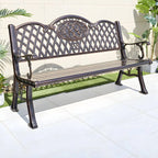 Waterproof Outdoor Bench in Copper or White with Baroque Back Detail