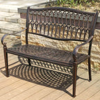 Waterproof Outdoor Bench in Copper or White with Baroque Back Detail