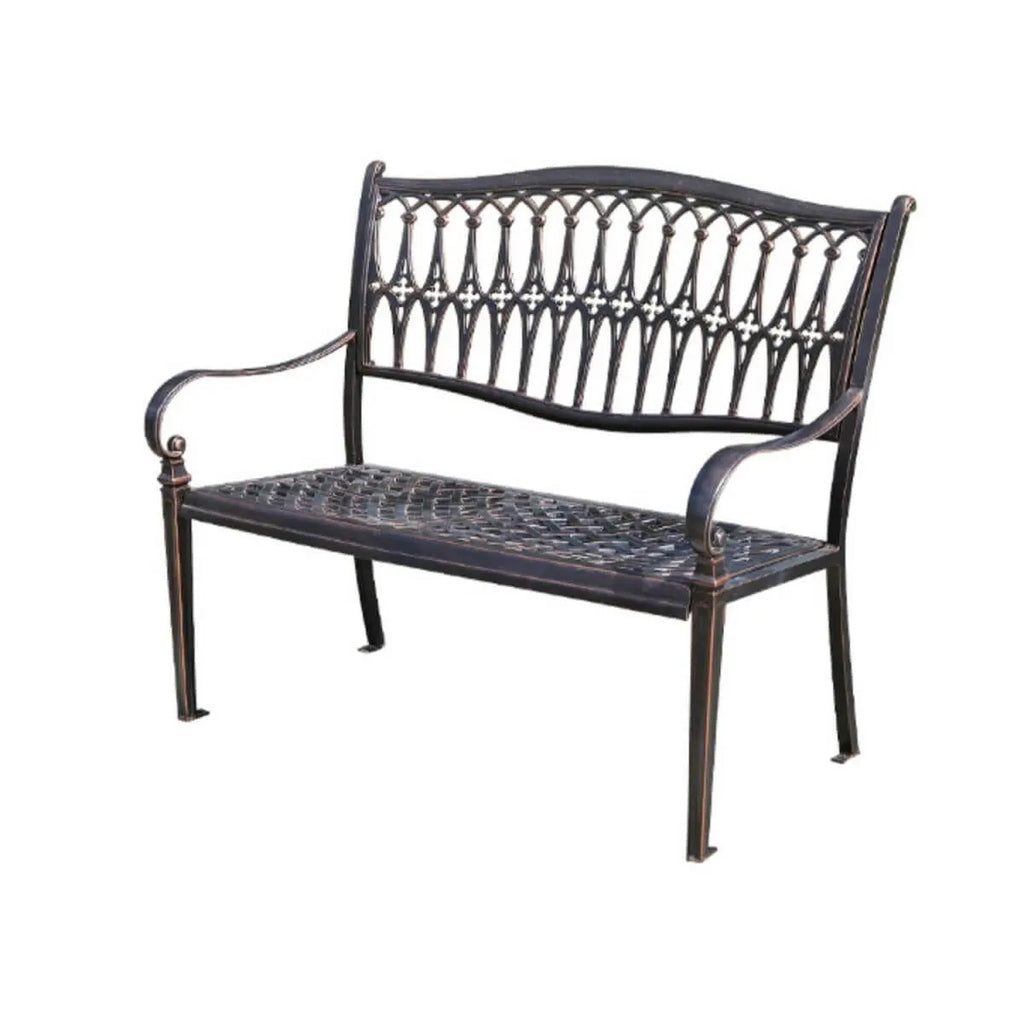 Waterproof Outdoor Bench in Copper or White with Baroque Back Detail