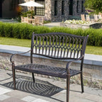 Waterproof Outdoor Bench in Copper or White with Baroque Back Detail