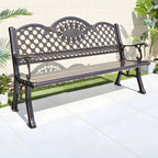 Waterproof Outdoor Bench in Copper or White with Baroque Back Detail
