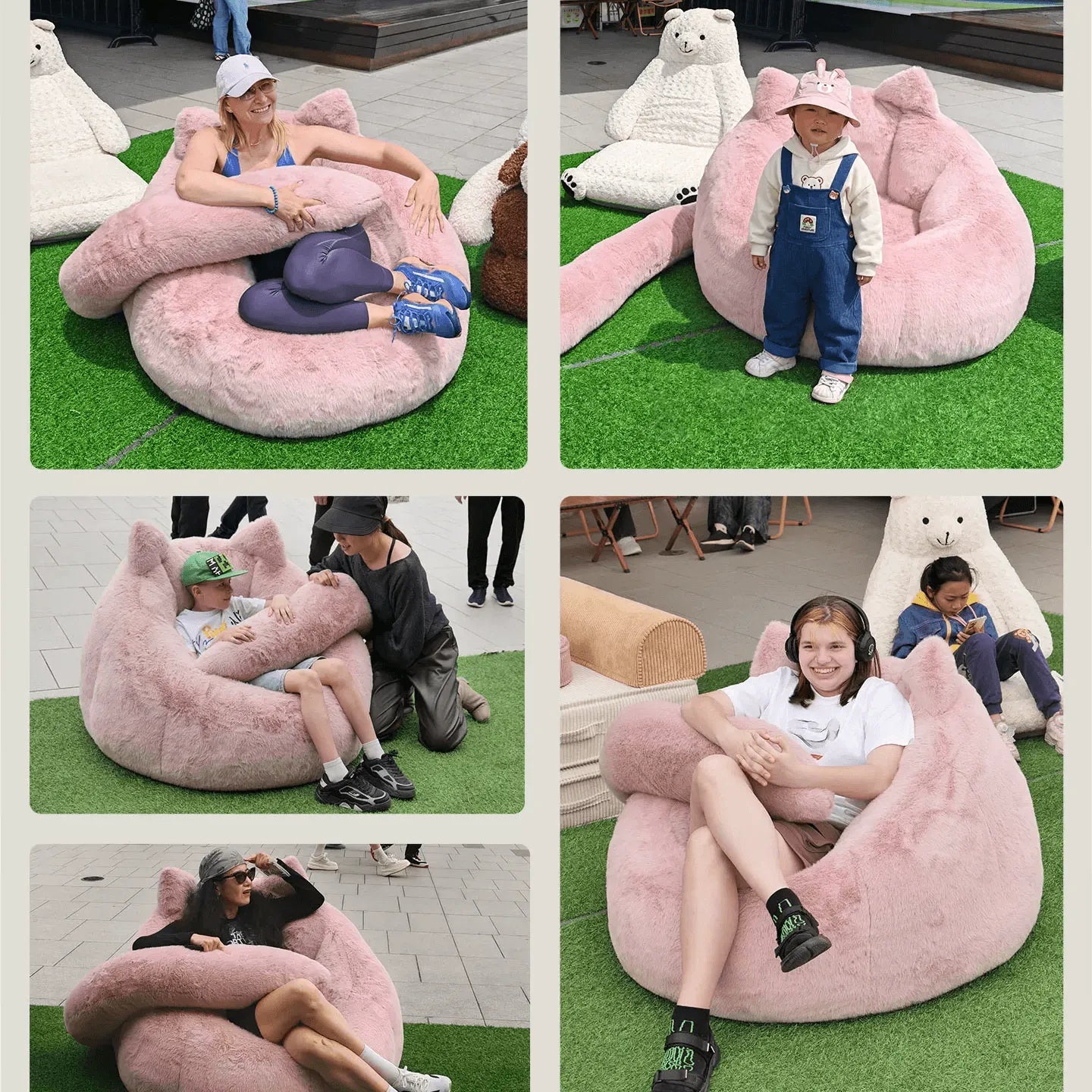 Whimsical Plush Bean Bag Lounge Chair Series With Elf-Ear Silhouette