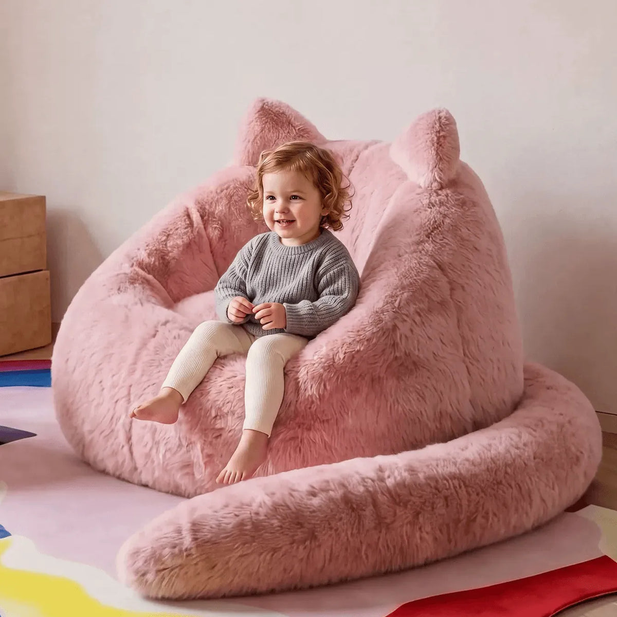 Whimsical Plush Bean Bag Lounge Chair Series With Elf-Ear Silhouette
