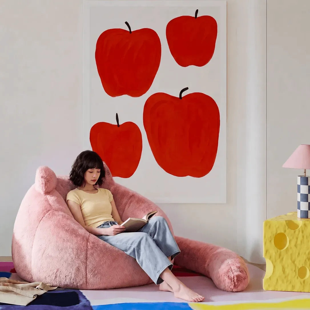Whimsical Plush Bean Bag Lounge Chair Series With Elf-Ear Silhouette