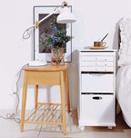 White 3-Drawer Vanity Table with Mirror and Lid