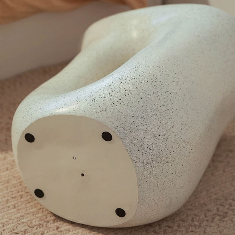 White Concrete Side Table With Asymmetrical Design