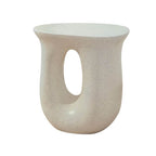 White Concrete Side Table With Asymmetrical Design