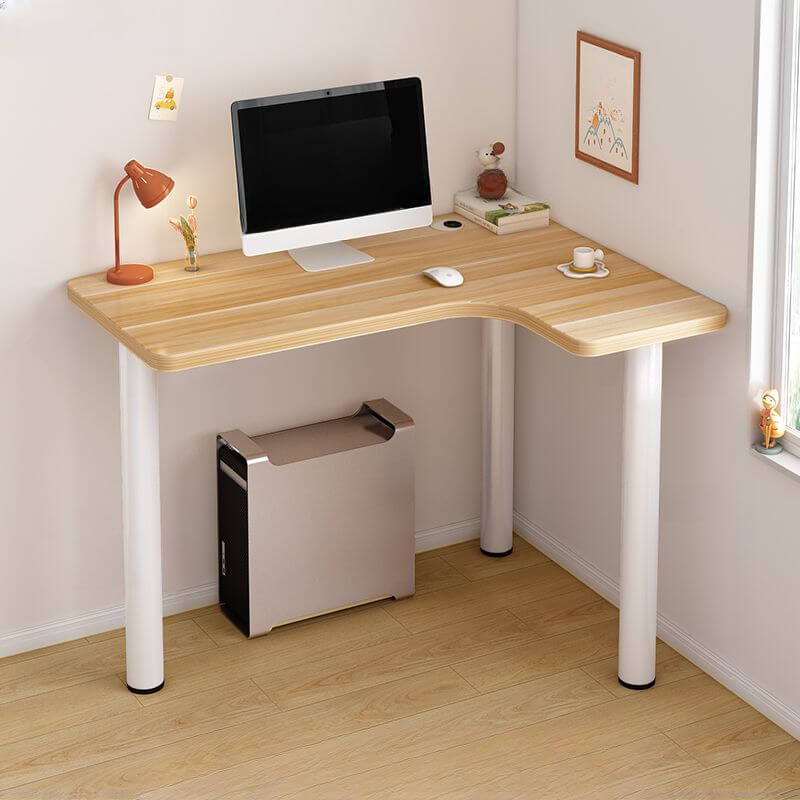 White Corner Computer Desk with Storage and Cable Management