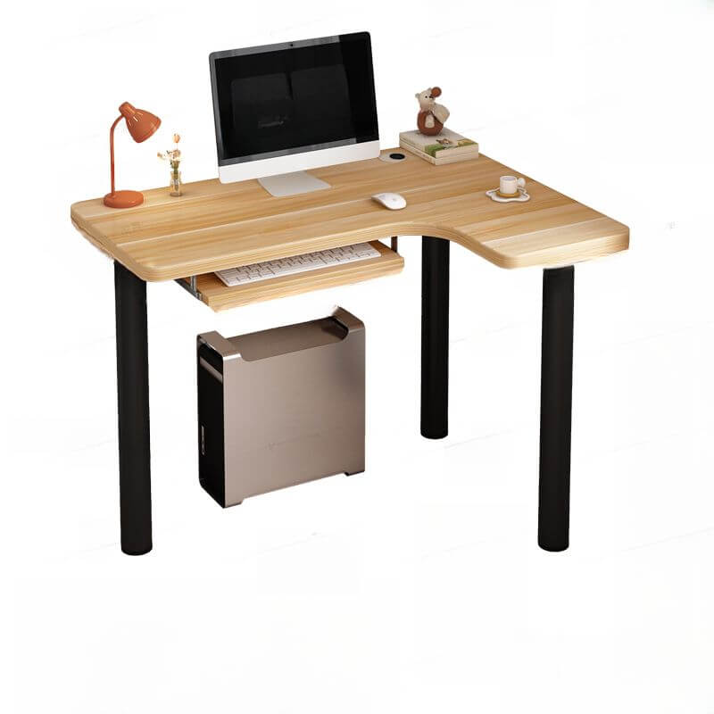 White Corner Computer Desk with Storage and Cable Management