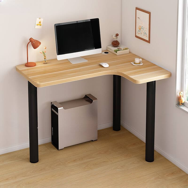 White Corner Computer Desk with Storage and Cable Management