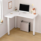 White Corner Computer Desk with Storage and Cable Management