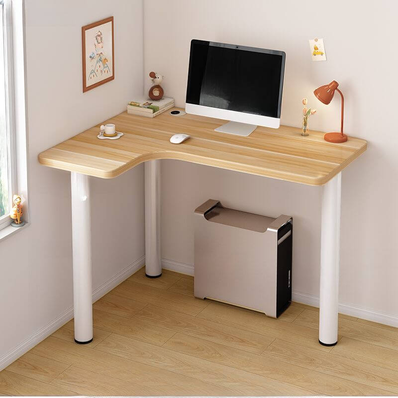 White Corner Computer Desk with Storage and Cable Management