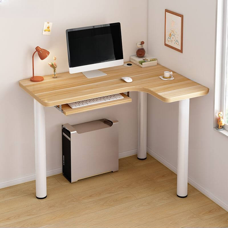 White Corner Computer Desk with Storage and Cable Management