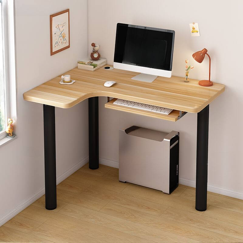 White Corner Computer Desk with Storage and Cable Management