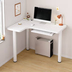 White Corner Computer Desk with Storage and Cable Management